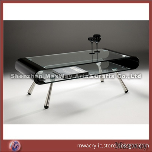 Black Elegant Acrylic/Perspex Coffee Table with Steel legs